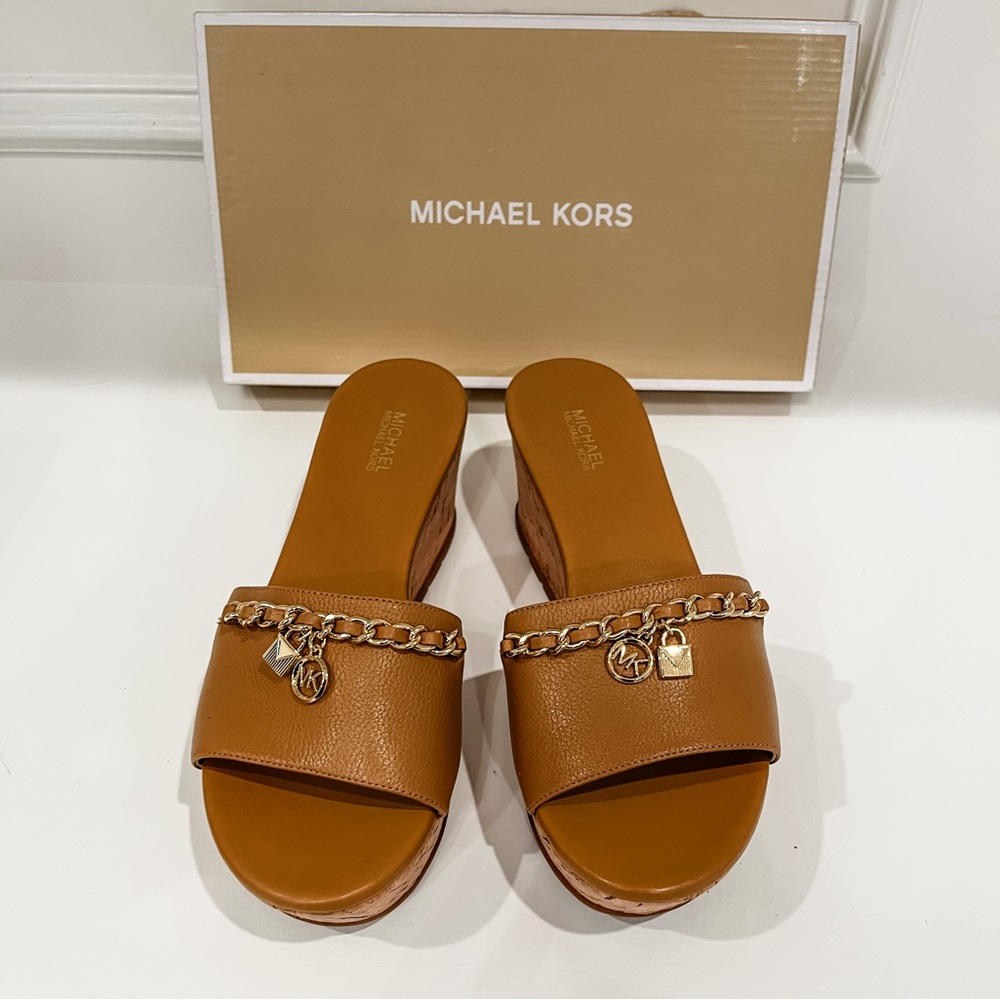 💕MICHAEL KORS-Elsa Leather and
Cork Platform Sandal💕 Size 7.5 - Picture 2 of 4